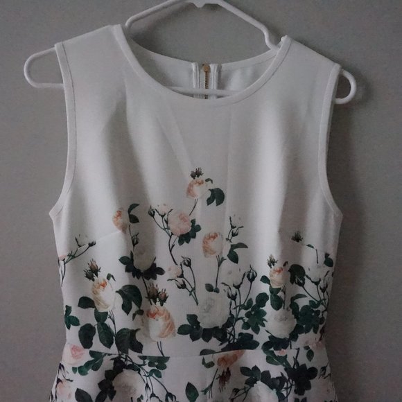 Branches and flowers Waist print dress ivory - Picture 2 of 6
